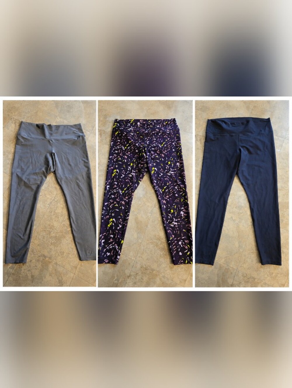 Old Navy High Rise Women's Leggings Bundle - Gray, Purple Pattern, Navy Blue